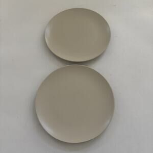 Set of 2 Salad Plates IKEA 12011 Matte Sand Stoneware 8” HTF MCM Modern